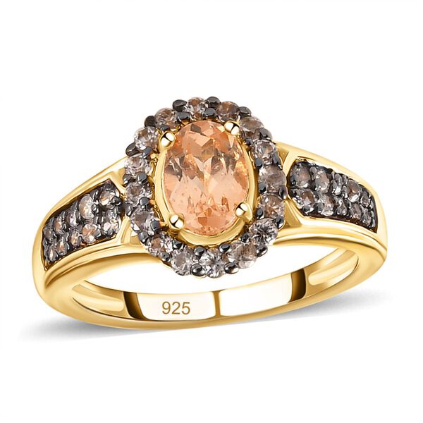 AA Ceylon kaiserlicher Granat und natürlicher Champagner Zirkon-Ring - 1,90 ct. image number 4