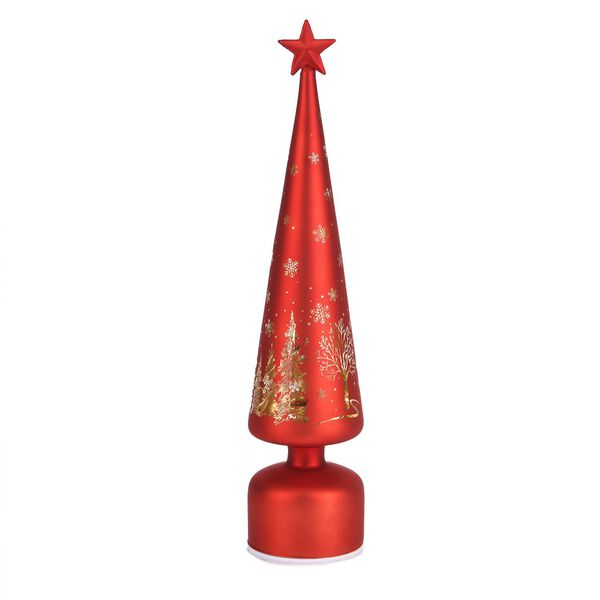 LED-Deko-Tannenbaum mit drehendem Licht, Glas, 9x41 cm, Rot image number 0