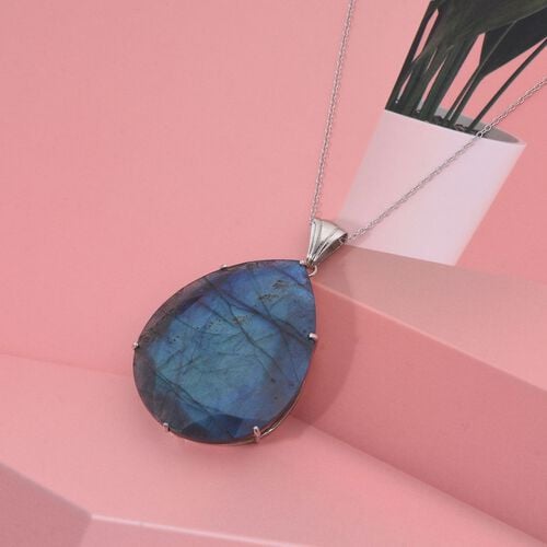 Labradorit Schmuckset 925 Silber rhodiniert ca. 61,88 ct. image number 1