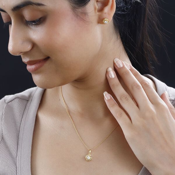 Moissanit Schmuckset, 925 Silber 750 Gelbgold Vermeil - 0,75 ct. image number 3