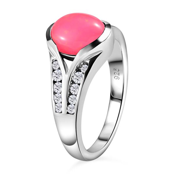 AA rosa äthiopischer Welo Opal und Zirkon-Ring - 1,37 ct. image number 5
