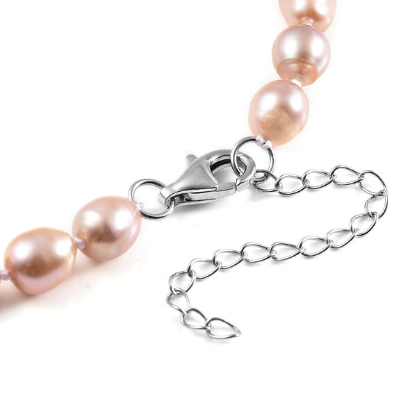 Lila S&uuml;&szlig;wasserzucht Perle Halskette ca. 45 cm 925 Silber rhodiniert image number 4