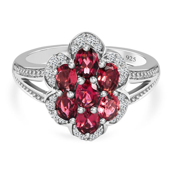 Rubellit und Zirkon Ring - 1,49 ct.