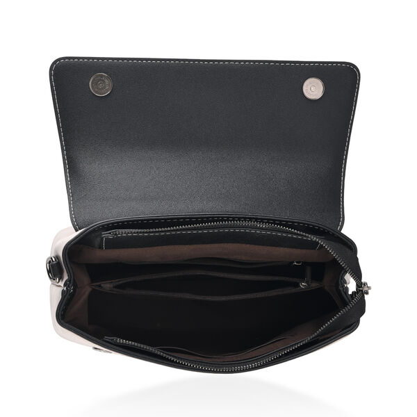 Florale Kunstprint Crossbody-Tasche mit gemustertem Schulterriemen, 29 x 11 x 21 cm, Offwhite image number 5