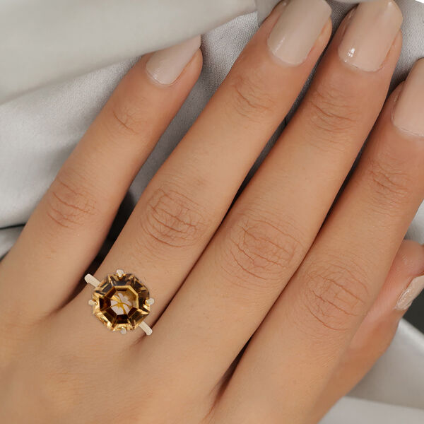 Citrin Solit&auml;r Ring 925 Silber Gelbgold Vergoldet image number 2