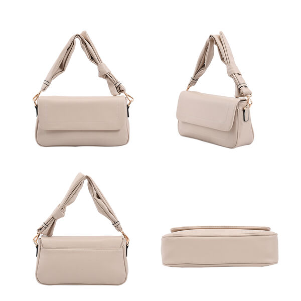 Umh&auml;ngetasche aus Kunstleder mit abnehmbarem Riemen, Gr&ouml;&szlig;e 27x7x15 cm, Beige image number 4