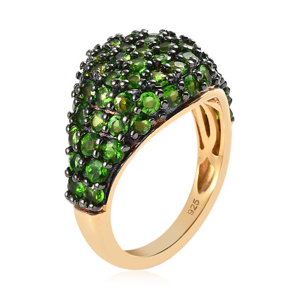 Natürlicher Chromdiopsid Cluster Ring 925 Silber vergoldet image number 6