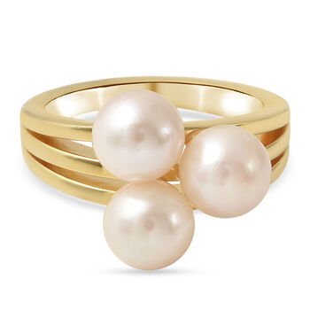 Japanischer Akoya Perlen-Ring, 925 Silber vergoldet (Gr&ouml;&szlig;e 16.00)