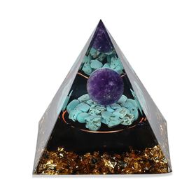 pyramid gems stone home Décor  tree pattern-green ,size :6mm net weight :105g aventurine quartz trips +Peridot trips tree + resins
