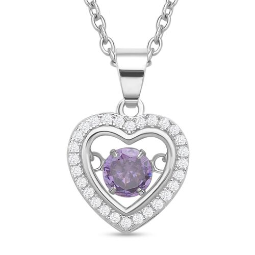 Lila und weißer Zirkonia-Anhänger mit Kette - 1,02 ct. image number 0