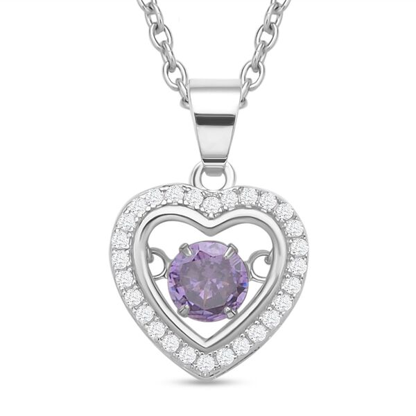 Lila und wei&szlig;er Zirkonia-Anh&auml;nger mit Kette - 1,02 ct.