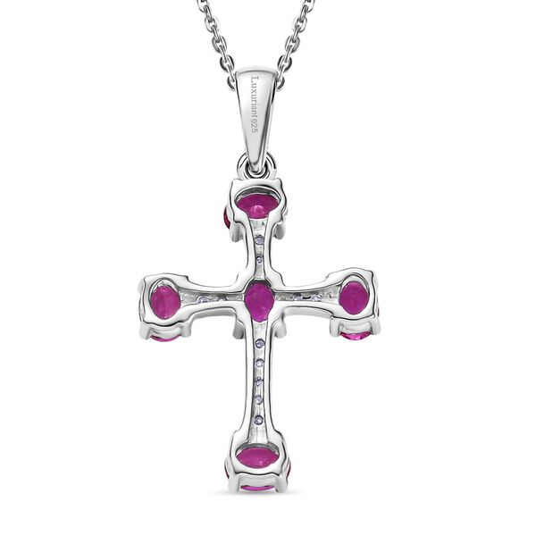 LUXURIANT AAA Labor Rosa Saphir und Moissanit Anhänger mit 50cm Kette - 1,15 ct. image number 5