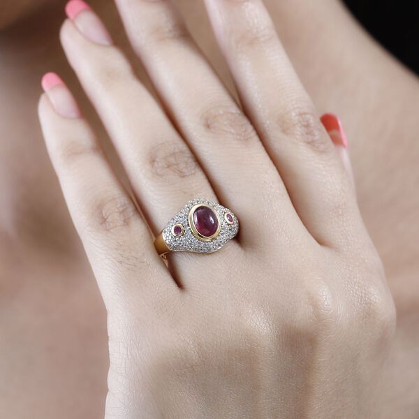 Afrikanischer Rubin und Zirkon-Ring - 3,42 ct. image number 3