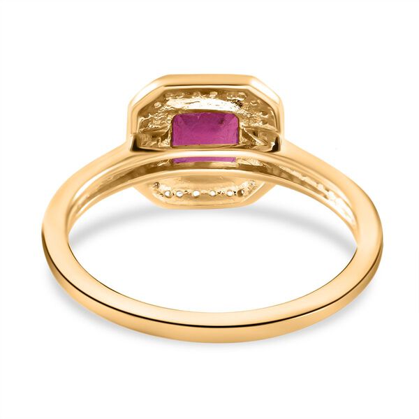 AA Afrikanischer Rubin (Fissure gef&uuml;llt), Wei&szlig;er Zirkon Ring 925 Silber Gelbgold Vermeil (Gr&ouml;&szlig;e 17.00) ca. 1,76 ct image number 3