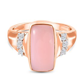 AA rosa Opal und Zirkon Ring - 3,64 ct.