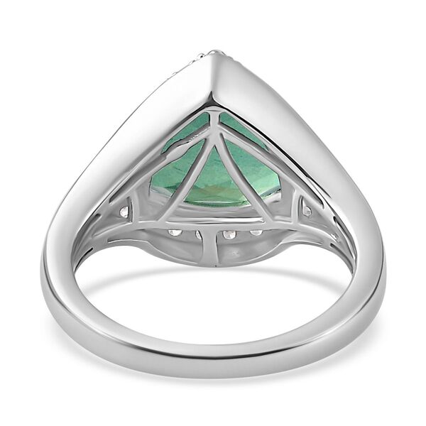 Pfau Quartz Triplette, Weißer Zirkon Ring, 925 Silber platiniert, (Größe 20.00) ca. 3.84 ct image number 6