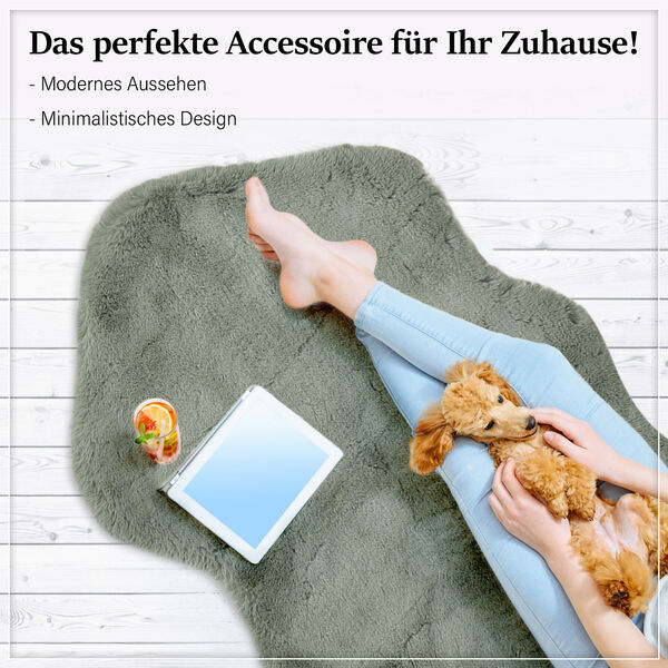 Luxury Edition: Supersoft Kunstfell Teppich, 160x230 cm, 1200 GSM, Blaugr&uuml;n image number 1