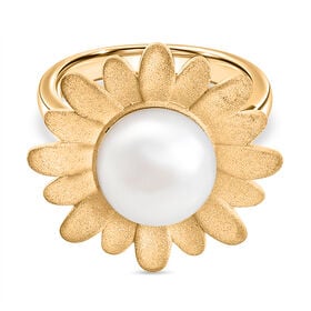 Süßwasser Perle Ring, Messing, ca. 10-11mm, (Größe 17.00)