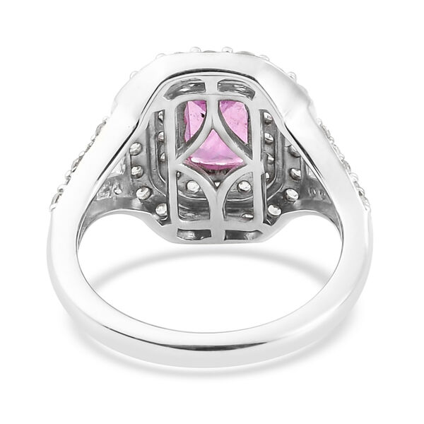 Rosa Saphir und Zirkon-Halo-Ring, 925 Silber platiniert, 2,97 ct. image number 6