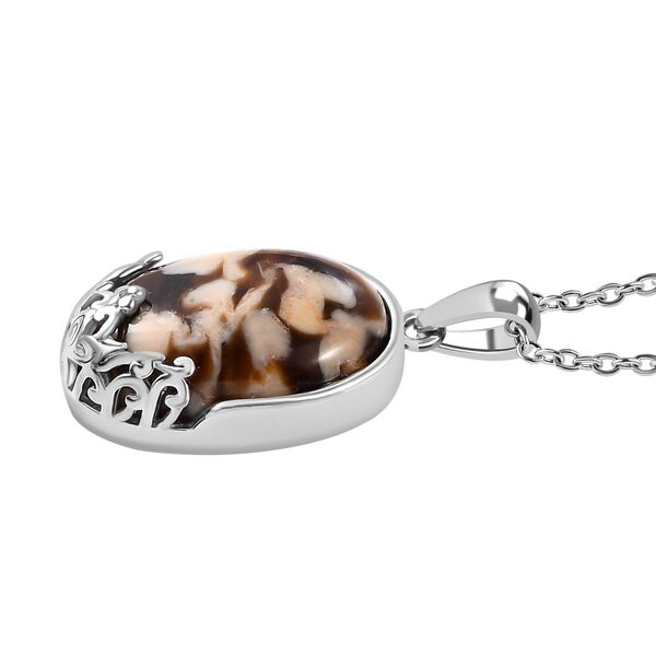 Erdnuss Holz Jaspis Anhänger mit Kette, ca. 20.00 ct image number 4