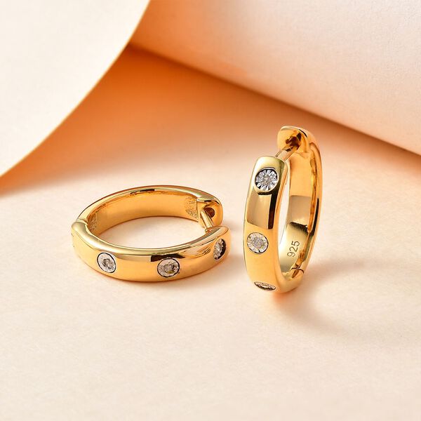 Weißer Diamant P Ohrringe 925 Silber Gelbgold Vermeil ca. image number 2