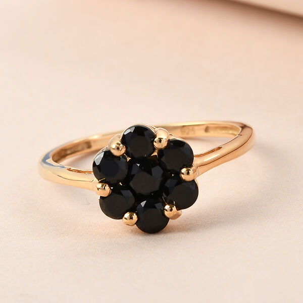 Schwarzer Spinell Ring 925 Silber vergoldet  ca. 1,13 ct image number 2