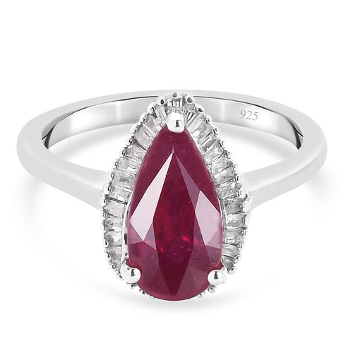 Afrikanischer Rubin und Diamant Halo Ring 925 Silber Platin-Überzug image number 0