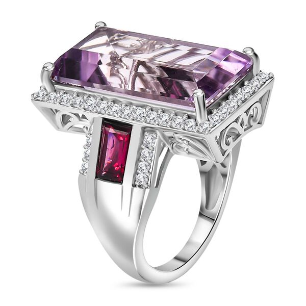 Rose De France Amethyst, Rhodolith Granat und Zirkon-Ring - 14,18 ct. image number 5
