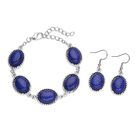 Lapislazuli-Ohrringe und Armband, reiner Edelstahl ca. 95,00 ct image number 0