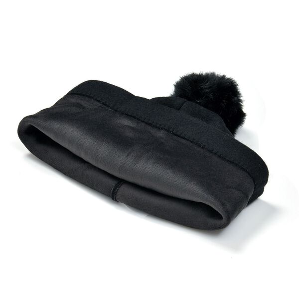 LA MAREY 2er-Set Kaschmir M&uuml;tzen und Handschuhen mit Mikropl&uuml;sch-Futter, Schwarz image number 3