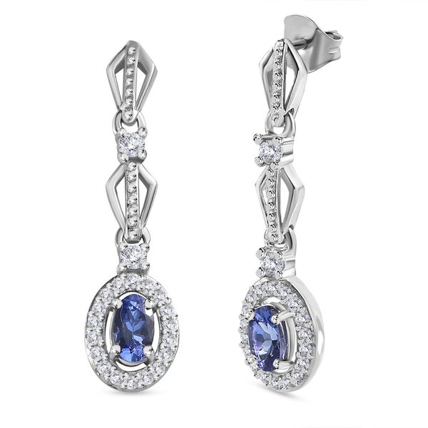 AAA Tansanit und Zirkon Ohrringe - 0,95 ct.