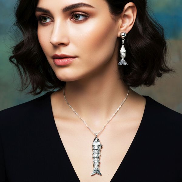 Weißer Zirkonia Schmuckset ca. 50 cm + 5 cm Extender, Nickelfreies Messing image number 2