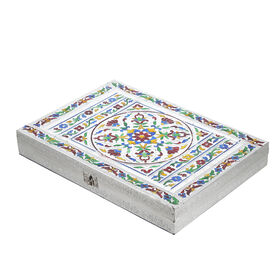 Minakari-Ringbox, oxidiertes Finish, Blumenprägung, für 150 Ringe, 35,6x25x5,8 cm