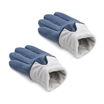 Kaschmir-Handschuhe mit Touchscreen-Funktion, Karomuster, Onesize, Blau