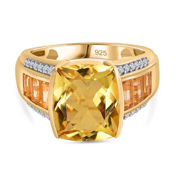 Citrin Ring, 925 Silber Gelbgold Vermeil, (Gr&ouml;&szlig;e 17.00) ca. 6.48 ct