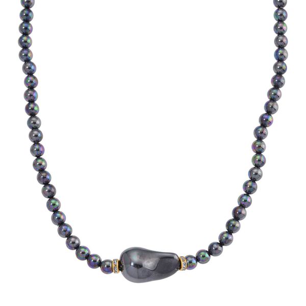 3er Set Pfauenfarbene Muschelkernperlen-Schmuckst&uuml;cke, bestehend aus Armband (ca. 19 cm) und zwei Halsketten (ca. 40 cm und 50 cm), gelb vergoldet image number 5