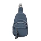 Brusttasche aus Kunstleder, mit mehreren Reißverschlussfächern und verstellbarem Schulterriemen, 30x19x10 cm, Blau