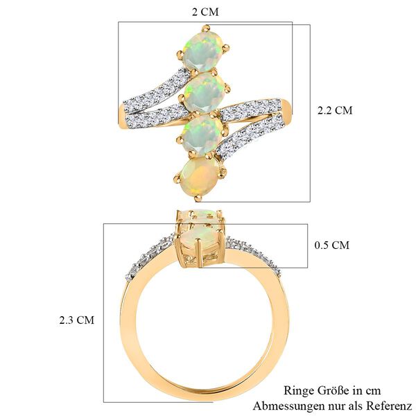 Nat&uuml;rlicher, &auml;thiopischer Welo Opal und Zirkon-Ring, 925 Silber Gelbgold Vermeil, 1,26 ct. image number 7