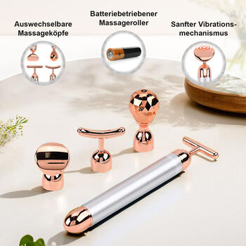 4-in-1 Gesichtsroller-Massager in Silberwei&szlig;