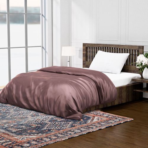 Serenity Night - 100% Maulbeerseide kühlende Sommerdecke mit Seidenstoff and Seidenfüllung, 1000 Gramm Seide, L135*B200cm, taupe
