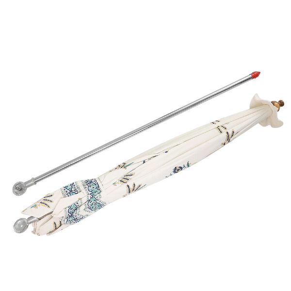 Sonnenschirm aus 100% Baumwolle mit Blockdruck, Wei&szlig;-T&uuml;rkis&nbsp; image number 6