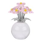 Kristallglas-Blume mit silberfarbenem Metallstiel, dekorativ geschliffen, 1x8 cm, Transparent Rosa