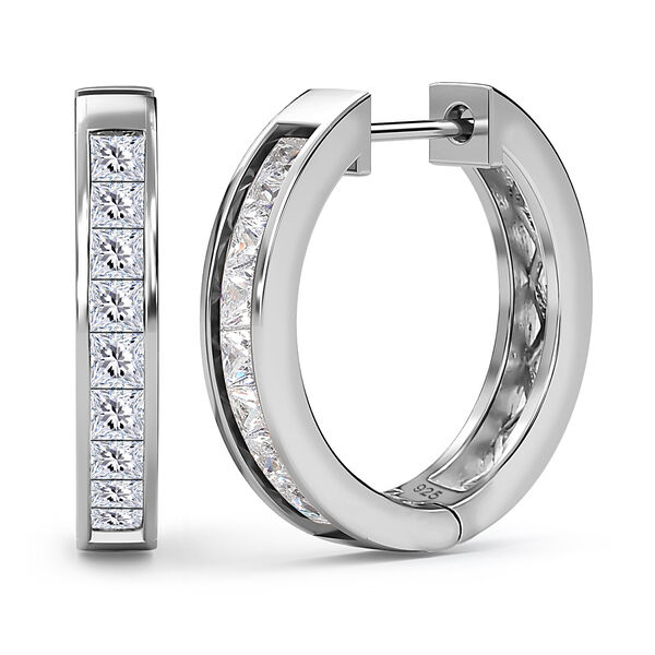Moissanit Creolen, 925 Silber platiniert - 0,85 ct.