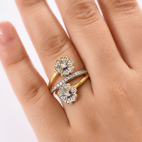 LUXURIANT SI Labor Diamant floraler Bypass-Ring, 925 Silber 750 Gelbgold Vermeil - 0,50 ct. image number 2