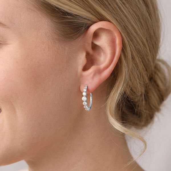LUXURIANT SGL zertifizierte SI-GH Labor Diamant Ohrringe, 925 Silber rhodiniert - 1 ct. image number 2