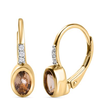 Natürliche, goldene Tansanit und weiße Zirkon-Ohrhänger - 1,15 ct.