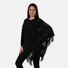 TAMSY - Strick-Poncho mit Perlen, 95x87 cm, schwarz