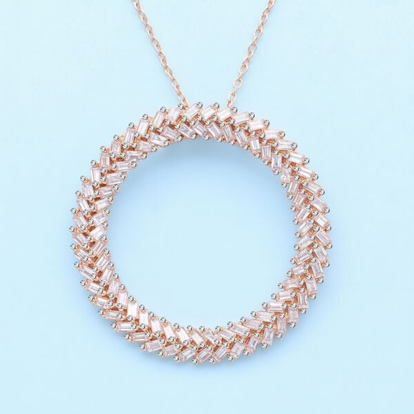 LUXURIANT SGL zertifizierter VS-EF Labor Diamant Anhänger mit 50cm Kette, 925 Silber 750 Roségold Vermeil - 1 ct. image number 2