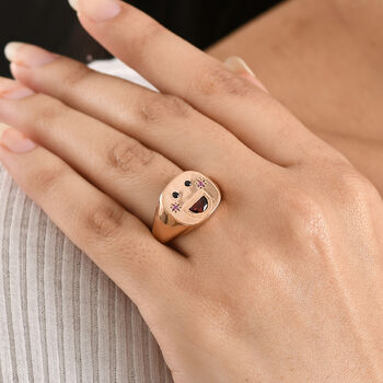 GP Celestial Kollektion- Mosambik Granat, schwarzer Spinell rosa und blauer Saphir Ring, 925 Silber ros&eacute;vergoldet - 0,53 ct.