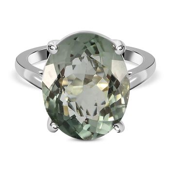 Prasiolith Ring, 925 Silber platiniert (Gr&ouml;&szlig;e 17.00) ca. 15,00 ct